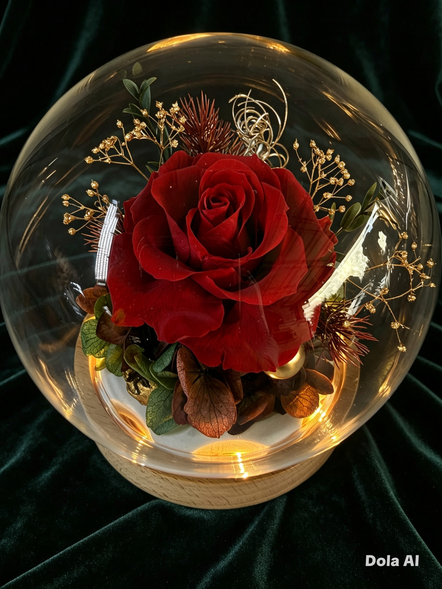 Everlure Eternal Rose Glass Globe with LED Light – Preserved Flower Gift Decor